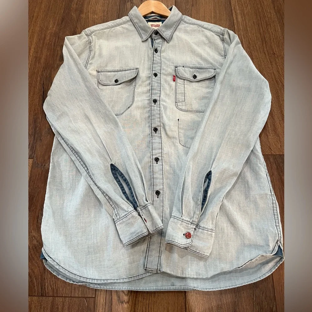 Levi’s Men’s Chambray Button Down Shirt Workwear‎ Anchor Cuff Buttons Size L